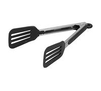 Pinzas de acero inoxidable y silicona para servir alimentos, pinzas para barbacoa, pinzas para voltear filetes, pinzas para barbacoa, banquetes, fiestas, cocina(9 pulgadas negro)
