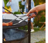 Pinzas de cocina de acero inoxidable de 600 grados, resistentes al calor, pinzas de bloqueo de metal resistentes para alimentos, ensaladas y lavavajillas de barbacoa (9 pulgadas)