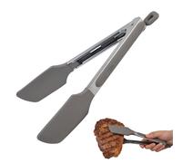 Pinzas de Cocina de Silicona Resistentes al Calor, Pinzas Barbacoa Tenazas Cocina con Cierre de Acero Inoxidable, Limpia Fácil Ahorra Espacio Buen Agarre Tamaño para Freidora Ensalada Comida, Gris