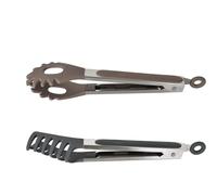 Pinzas de Cocina de Silicona y Acero Inoxidable - Set de 2 Pinzas Multiusos de 25 cm con Bloqueo de Seguridad, Antideslizantes y Resistentes al Calor - Ideales para Pasta, Espaguetis, Barbacoa, Carne,