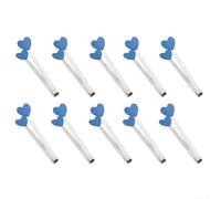 Pinzas de cocina en forma de corazón con puntas de silicona, clips de hielo para aperitivos, postres, pasteles, pasteles (azul)