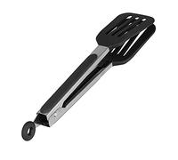 Pinzas de cocina, pinzas de acero inoxidable con cabeza de silicona, pinza de espátula de ensalada de pasta de carne de barbacoa de 9 12 pulgadas para cocinar a la parrilla(12 pulgadas negro)