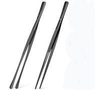 Pinzas de Cocina Profesionales,Juego de 2 Pinzas Finas de Cocina Pinzas de Acero Inoxidable de 11.8 Pulgadas,Pinzas Largas Profesionales de Cocina para Cocinar Mariscos y Barbacoa(Negro)