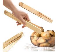 Pinzas de ensalada de bambú de 11 pulgadas con resorte plegable, ideal para cocina, barbacoa y camping; fácil almacenamiento y transporte. Juego de 2.