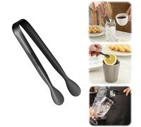 Pinzas de hielo de acero inoxidable de 4.33 pulgadas para cubo de hielo, mini pinzas de metal para cubos de azúcar, juego de 3 (negro-B)