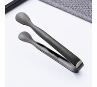 Pinzas de hielo negras para cubitos de azúcar, pinzas de acero inoxidable para servir con borde liso para aperitivos, fiestas de té, cafeterías, postres, pinzas de cocina, utensilios de cocina