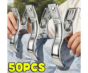 Pinzas de ropa grandes de metal resistente, pinzas de acero inoxidable, clips grandes para toallas de playa, abrazaderas para edredones, clips ligeros para exteriores. 5.5cm-10pcs