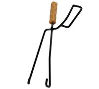 Pinzas para Carbón Portátiles Mango de Madera, Acero al Carbono | Diseño Ergonómico, Uso en Barbacoas y Hogar, Color Negro, Accesorio Ligero para Leña y Brasas