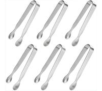 Pinzas para hielo y cubitos de azúcar - Mini pinzas de acero inoxidable para servir aperitivos, café, té, etc. (6 piezas)