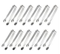 Pinzas para hielo y cubitos de azúcar - Mini pinzas de acero inoxidable para servir aperitivos, café, té, etc. (12 piezas)