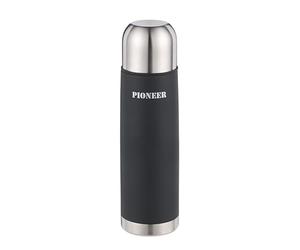 Pioneer Termo metálico, Acero Inoxidable, Negro, 1000ml / 1L
