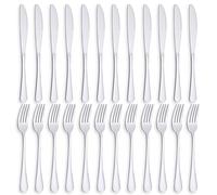 PionStar 24 cuchillos y tenedores, set de cubiertos inox para 12 personas