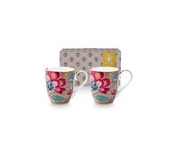 PIP STUDIO Juego de 2 tazas con asa de 450 ml XLarge BLOOMING TALES Fantasy Khaki camel