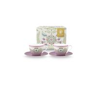 PIP STUDIO Juego de 2 tazas de capuchino con platillos LILY & LOTUS 280ml morado