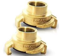 PipeSan Acoplamiento Rápido Geka 1/2" de Latón - Set de 2 piezas | Conector manguera agua con rosca hembra | Compatible Gardena | Sistema bayoneta, anti fugas | Certificado 10 bar 120 °C