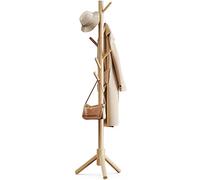 Pipishell Perchero de abrigos robusto de madera, soporte de perchero ajustable, árbol de abrigos independiente con 4 secciones y 8 ganchos, para hogar/dormitorio/oficina/pasillo/entrada