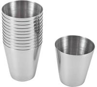 PIQIUQIU 12 piezas de vasos de acero inoxidable, 30 ml (1 oz) vasos para aguardiente, café de viaje de camping, taza de té, para whisky y licor