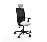 PIQUERAS Y CRESPO Silla de oficina Bormate con mecanismo Asincro, Tela Blanco y Malla Negro