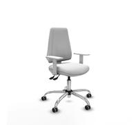 PIQUERAS Y CRESPO Silla de oficina Elche con mecanismo Asincro, Tela Blanca y Base cromada