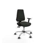 PIQUERAS Y CRESPO Silla de oficina Elche con mecanismo Asincro, Tela Negra, Base Cromada y Brazos 1D