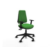 PIQUERAS Y CRESPO Silla de oficina Elche Verde con mecanismo Asincro, Brazos 1D y Base negra