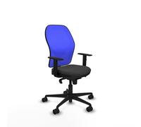 PIQUERAS Y CRESPO Silla de oficina Jorquera con mecanismo Sincro, Similpiel Gris oscuro y Malla Azul