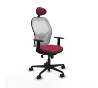 PIQUERAS Y CRESPO Silla de oficina Jorquera con mecanismo Sincro, Tela Granate y Malla Blanco