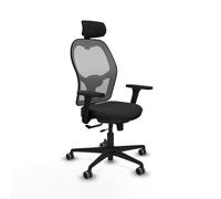 PIQUERAS Y CRESPO Silla de oficina Jorquera con mecanismo Sincro/Traslack, Similpiel Negro y Malla Gris
