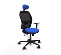 PIQUERAS Y CRESPO Silla de oficina Jorquera con mecanismo Sincro/Traslack, Tela Azul y Malla Negra