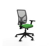 PIQUERAS Y CRESPO Silla de oficina Motilla con mecanismo Sincro, brazos 3D, tela verde y malla gris
