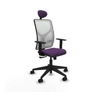 PIQUERAS Y CRESPO Silla de oficina Motilla con mecanismo Sincro, Tela Morada y Malla Blanca