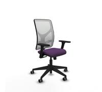 PIQUERAS Y CRESPO Silla de oficina Motilla con mecanismo Sincro, Tela Morada y Malla Blanca, Brazos 3D, Lumbar 1D