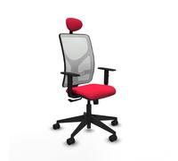 PIQUERAS Y CRESPO Silla de oficina Motilla con mecanismo Sincro, Tela Roja y Malla Blanca