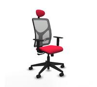 PIQUERAS Y CRESPO Silla de oficina Motilla con mecanismo Sincro, Tela Roja y Malla Gris