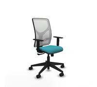 PIQUERAS Y CRESPO Silla de oficina Motilla con mecanismo Sincro, Tela Turquesa y Malla Blanco