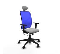 PIQUERAS Y CRESPO Silla de oficina Motilla con mecanismo Sincro/Traslack, malla Azul y tela Gris claro
