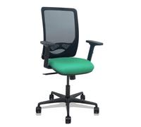 Silla Zulema sincro malla negra asiento bali verde esmeralda brazos 2D ruedas 65mm