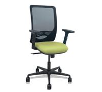 Silla Zulema sincro malla negra asiento bali verde oliva brazos 2D ruedas 65mm