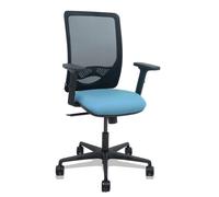 Silla Zulema sincro malla negra asiento bali azul cielo brazos 2D ruedas 65mm