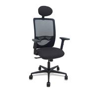 Piqueras y Crespo – Silla de oficina Zulema sincro malla negra brazos 2D ruedas 65mm cabecero Negro