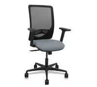 Piqueras y Crespo - Silla Zulema - sincro, malla negra, asiento bali gris, brazos 2D, ruedas 65mm
