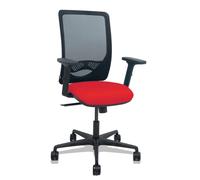 PIQUERAS Y CRESPO Silla de oficina Zulema con mecanismo sincro, malla negra y asiento rojo