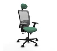PIQUERAS Y CRESPO Silla de oficina Zulema con mecanismo Sincro, Tela Verde esmeralda y Malla Gris