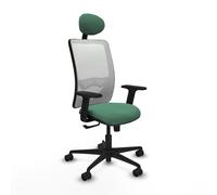 PIQUERAS Y CRESPO Silla de oficina Zulema con mecanismo Sincro, Verde esmeralda y Blanco