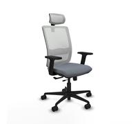 PIQUERAS Y CRESPO Silla Haches con mecanismo Sincro/Traslack, tela Gris y malla Blanco