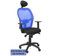 Silla Jorquera malla azul asiento bali negro con cabecero fijo