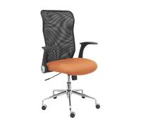 PIQUERAS Y CRESPO Silla Minaya con brazos abatibles, respaldo de malla negro y asiento marrón