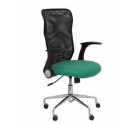 PIQUERAS Y CRESPO Silla Minaya con mecanismo basculante, brazos abatibles, respaldo de malla negro y asiento verde esmeralda