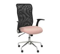 Silla Minaya respaldo malla negro asiento bali rosa pálido