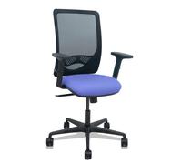 Silla Zulema sincro malla negra asiento bali azul claro brazos 2D ruedas 65mm